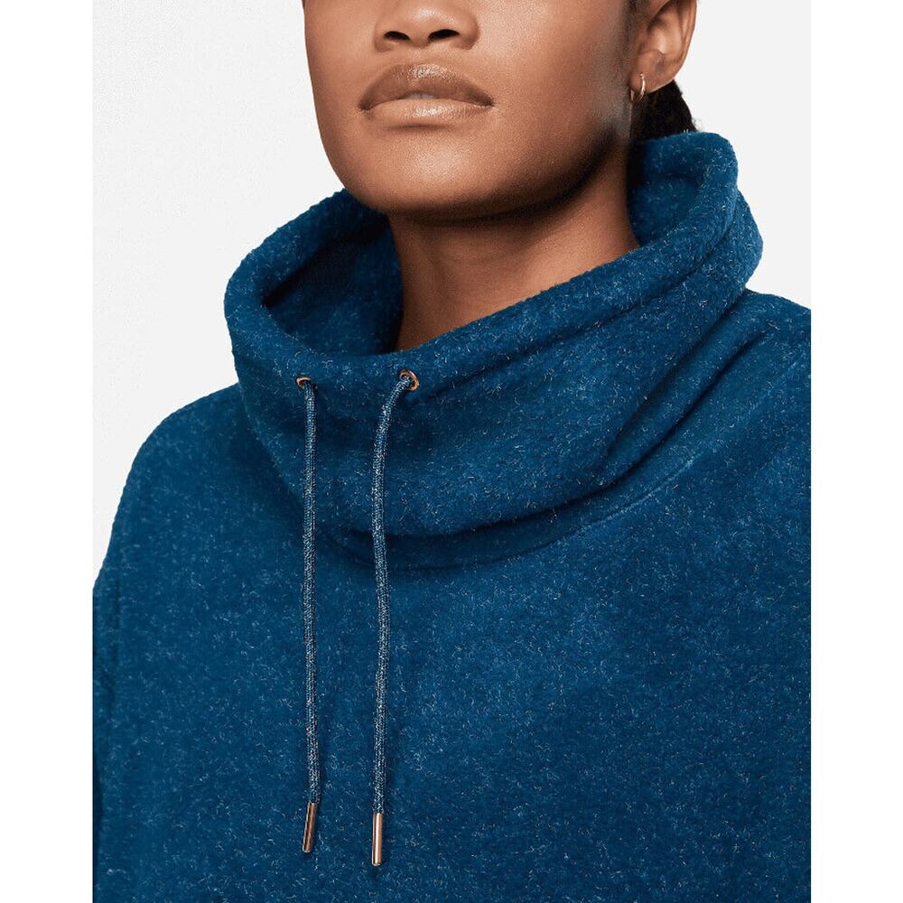 NIKE Fleece Cozy Funnel Cowl Neck Sweatshirt Blue Oversized Sweater Size XS - Picture 3 of 16